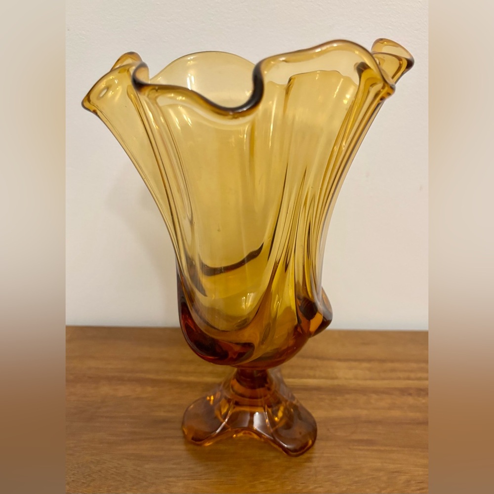 Vintage Viking Amber Glass Vase